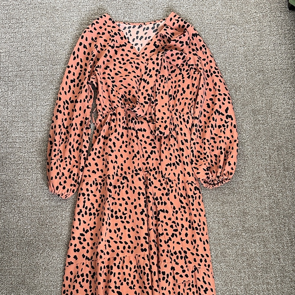 Leopard Print Long Sleeve Dress